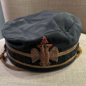 Source Unknown Black and Gold Embroidered Hat